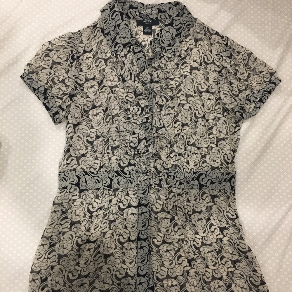 Alfani Petite Silk Floral Blouse